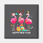 Aimant Flamingo Santa Hat Happy New Year Light Long Sleev (Devant)