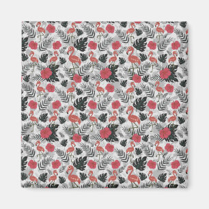 Aimant Flamingo seamless pattern with floral background