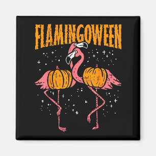 Aimant Flamingoween Citrouille Flamants Drôle D'Oiseau Ha