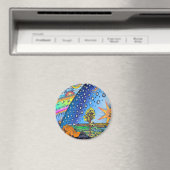 Aimant Flammarion Woodcut Flat Earth Design Carré COULEUR (In Situ (Lave-vaisselle))