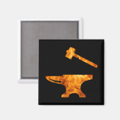 Aimant Flamme Anvil et marteau forgeron Métalworking (Recto/Verso)