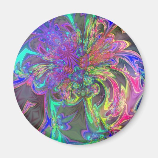 Aimant Flamme de couleur - Turquoise & Violet Deva (Devant)