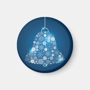 Aimant Flammes de neige blanches et bleues brillantes Bel