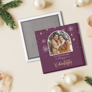 Aimant Flammes de neige d'hiver modernes Photo Noël Bourg