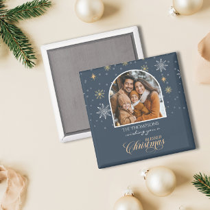 Aimant Flammes de neige d'hiver modernes Photo Noël de la