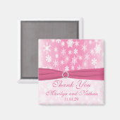 Aimant Flammes de neige rose et blanc Mariage Favor Magne (Recto/Verso)