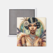 Aimant Flapper Black Woman Roaring 20s Glamor (Recto/Verso)