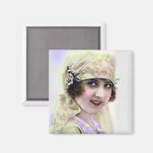 Aimant Flapper des années 1920 en vert et violet (Recto/Verso)