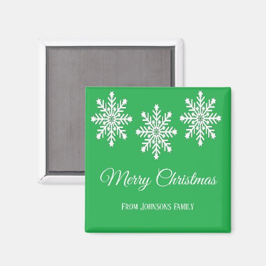 Aimant Flèches de neige de Noël blanc Joyeux Noël vert (Recto/Verso)