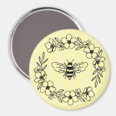 Aimant Fleur Abeille Wreath Jaune Floral (Recto/Verso)