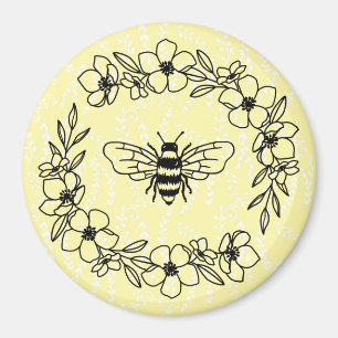 Aimant Fleur Abeille Wreath Jaune Floral