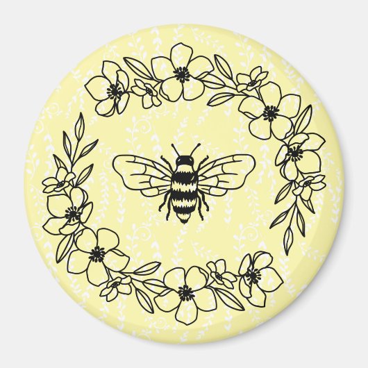 Aimant Fleur Abeille Wreath Jaune Floral (Devant)