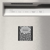 Aimant Fleur abstraite avec cuisine imprimée au centre. (In Situ (Lave-vaisselle))