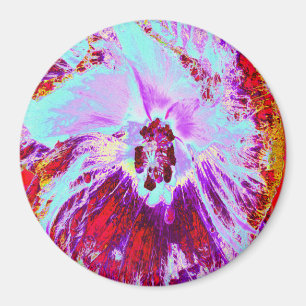 Aimant Fleur abstraite tropicale d'aqua et d'hibiscus pou