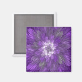 Aimant Fleur abstraite violette psychédélique Art fractal (Recto/Verso)