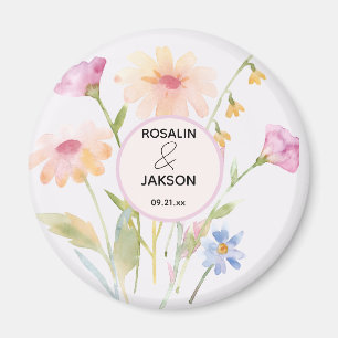 Aimant fleur aquarelle modifiable