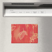 Aimant Fleur aquarelle or rouge (In Situ (Lave-vaisselle))