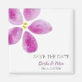 Aimant Fleur Aquarelle rose Enregistrer la date Mariage (Devant)
