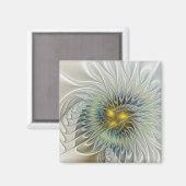 Aimant Fleur argentée dorée Fantastique Art fractal abstr (Recto/Verso)