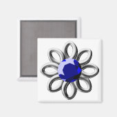 Aimant Fleur argentée en pierre bleue (Recto/Verso)