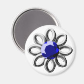 Aimant Fleur argentée en pierre bleue (Recto/Verso)