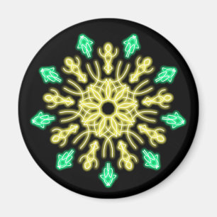Aimant Fleur au néon jaune et verte