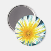 Aimant Fleur blanche jaune lumineuse du matin à minuit (Recto/Verso)