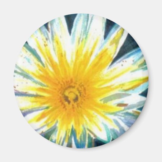 Aimant Fleur blanche jaune lumineuse du matin à minuit (Devant)