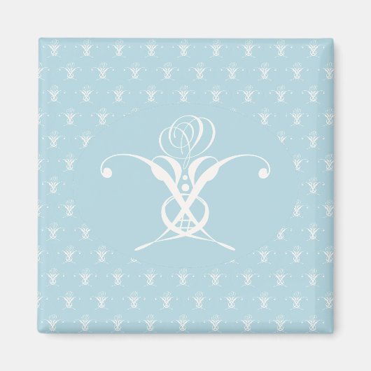 Aimant Fleur blanche Pastel Bleu Pâques (Devant)