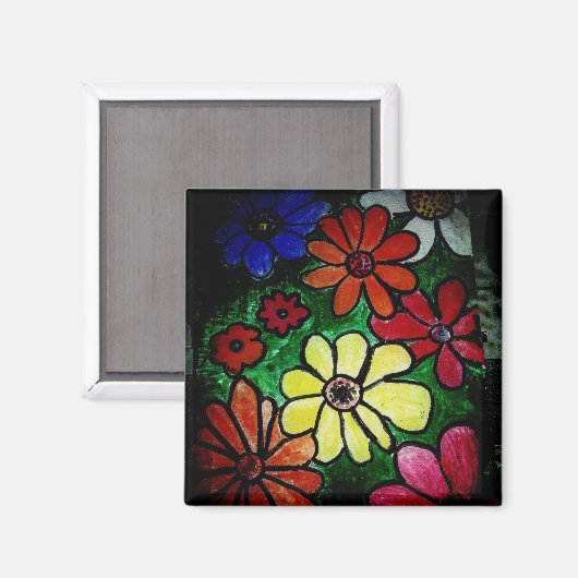Aimant fleur colorée (Recto/Verso)