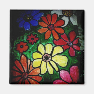Aimant fleur colorée