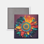 Aimant Fleur colorée 3D (Recto/Verso)
