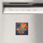 Aimant Fleur colorée 3D (In Situ (Lave-vaisselle))