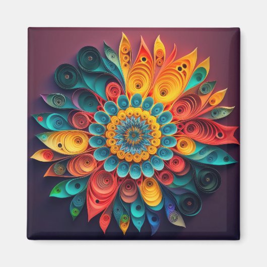 Aimant Fleur colorée 3D (Devant)
