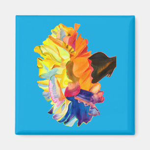 Aimant Fleur d'aquarelle couleur carnation