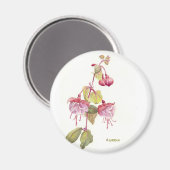 Aimant Fleur d'aquarelle Fushia rouge et rose (Recto/Verso)