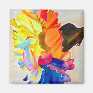 Aimant Fleur d'aquarelle Neon Carnation
