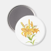 Aimant Fleur d'aquarelle orange et jaune Tigre (Recto/Verso)