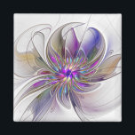 Aimant Fleur d'art Abstrait, énergique et coloré<br><div class="desc">Une puissante fleur d'imaginaire multicolore,  un art fractal floral unique. Conception pour votre aimant carré inhabituel et plus encore.</div>