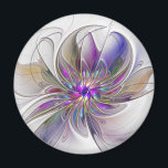 Aimant Fleur d'art Abstrait, énergique et coloré<br><div class="desc">Une puissante fleur d'imaginaire multicolore,  un art fractal floral unique. Conception pour votre aimant rond inhabituel et plus encore.</div>
