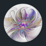 Aimant Fleur d'art Abstrait, énergique et coloré<br><div class="desc">Une puissante fleur d'imaginaire multicolore,  un art fractal floral unique. Conception pour votre aimant rond inhabituel et plus encore.</div>
