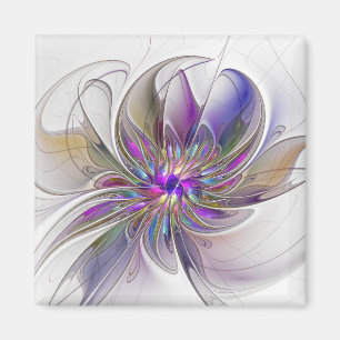 Aimant Fleur d'art fractal abstrait énergique et coloré
