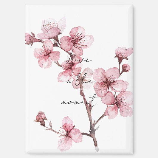 Aimant Fleur de cerise rose blanche (Recto)