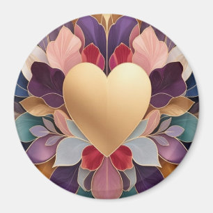 Aimant Fleur de cœur doré Sym élégant Multicolore