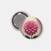 Aimant Fleur de Dahlia Rose Botanique (Recto/Verso)