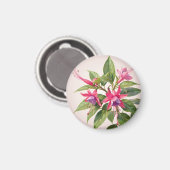 Aimant Fleur de fuchsia rose vibrant (Recto/Verso)