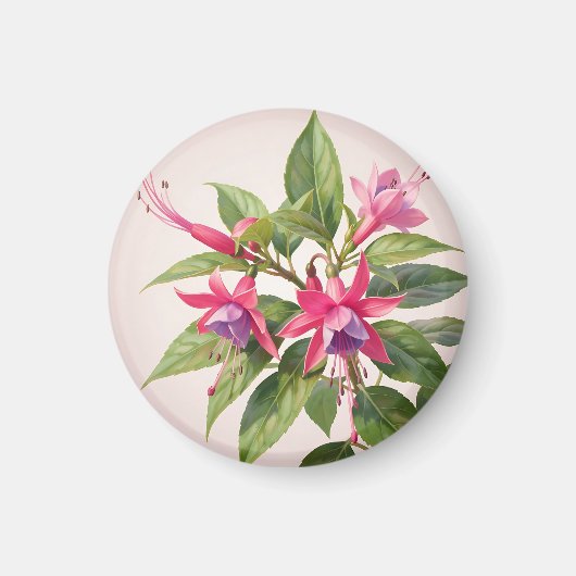 Aimant Fleur de fuchsia rose vibrant (Devant)