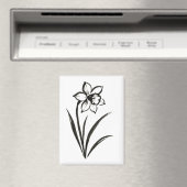 Aimant Fleur de jonquille – Art botanique monochrome sur (In Situ (Lave-vaisselle))