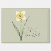 Aimant Fleur de jonquille verte blanche jaune (Recto)