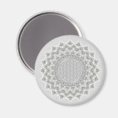 Aimant Fleur de la vie - Fractal Mandala gris vert (Recto/Verso)